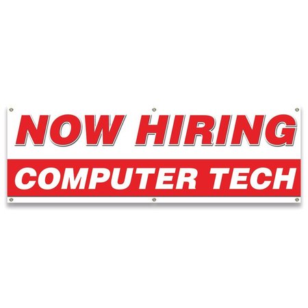 SIGNMISSION Now Hiring Computer Tech Banner Apply Inside Accepting Application Single Sided B-72-30218